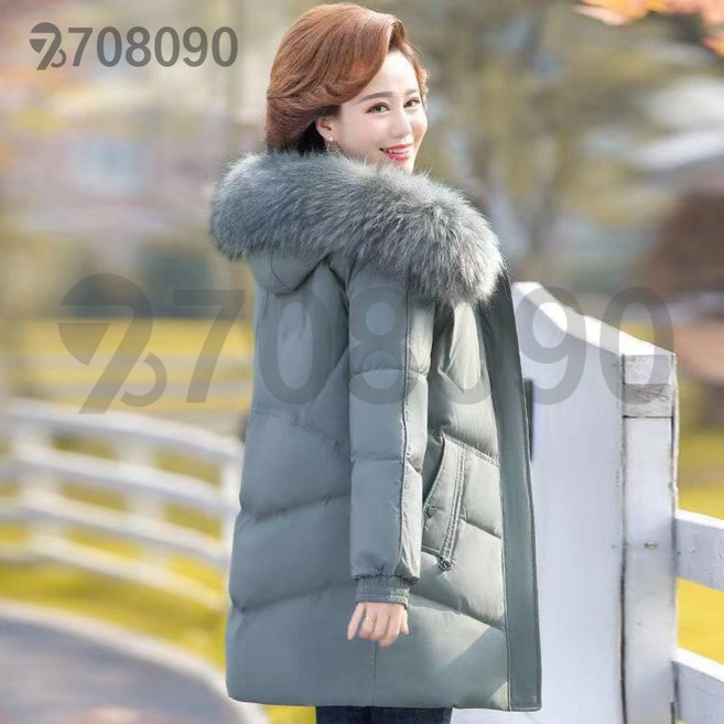 708090 중장년 여성 기모 패딩 빅 퍼카라 엄마 패딩점퍼