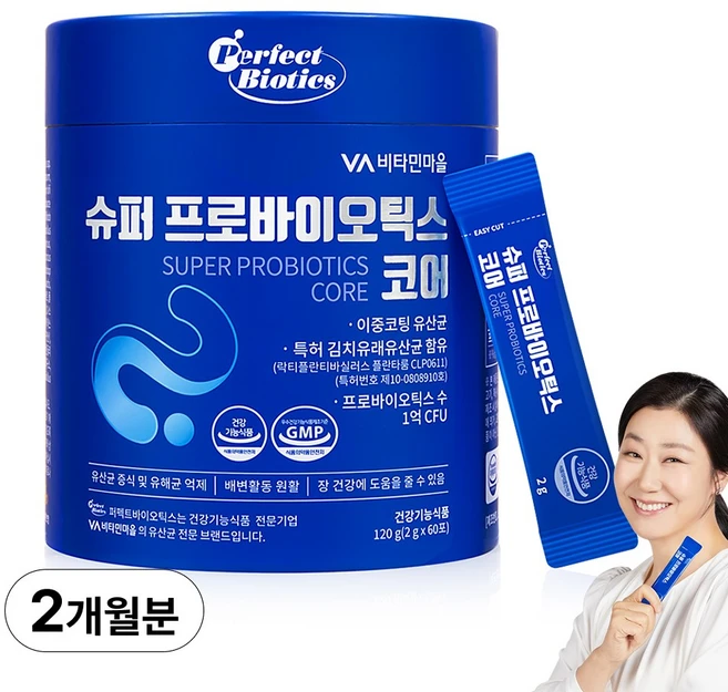 퍼펙트바이오틱스 슈퍼 프로바이오틱스 코어 유산균, 2g, 60개 - 쿠팡