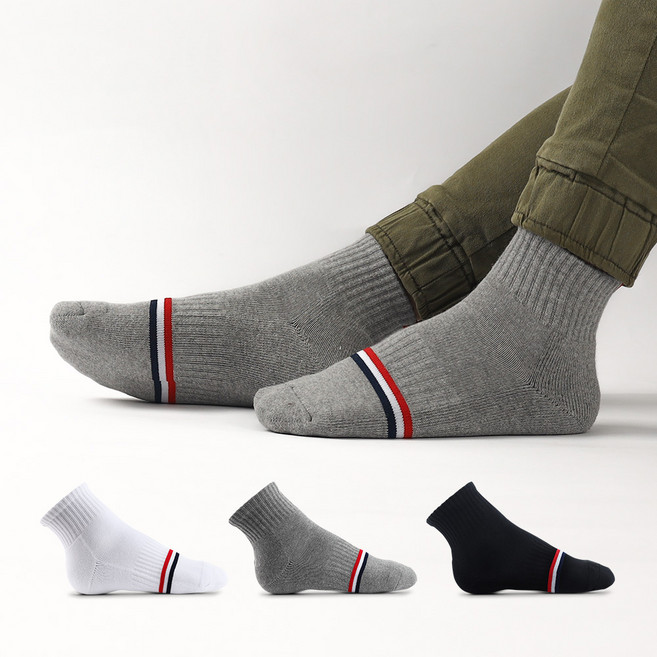 카리클링 국내산 5컬레 세트 더블쿠션 남성 프랑스 빅사이즈 큰발 양말 남자 두꺼운 스포츠 단목 중목 양말