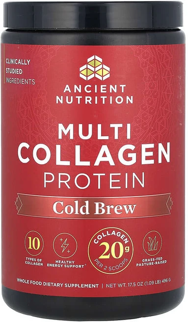 Ancient Nutrition 멀티 콜라겐 프로틴 콜드 브루 496g(1.09lbs) Nutrition (에인션트 뉴트리션), 496g, 1개 - 쿠팡