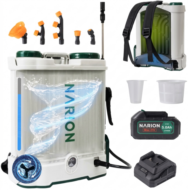 나리온 충전 농약 분무기 20리터 농업용 전동분무기 충전식 무선 자동 전동 살포기 농약대 전기 교반기 제초제 약치는 기계 농사용 밧데리 배터리 배부식 충전용 농약분무기 이동식, 20L충전식분무기(고용량배터리+자동교반), 1세트