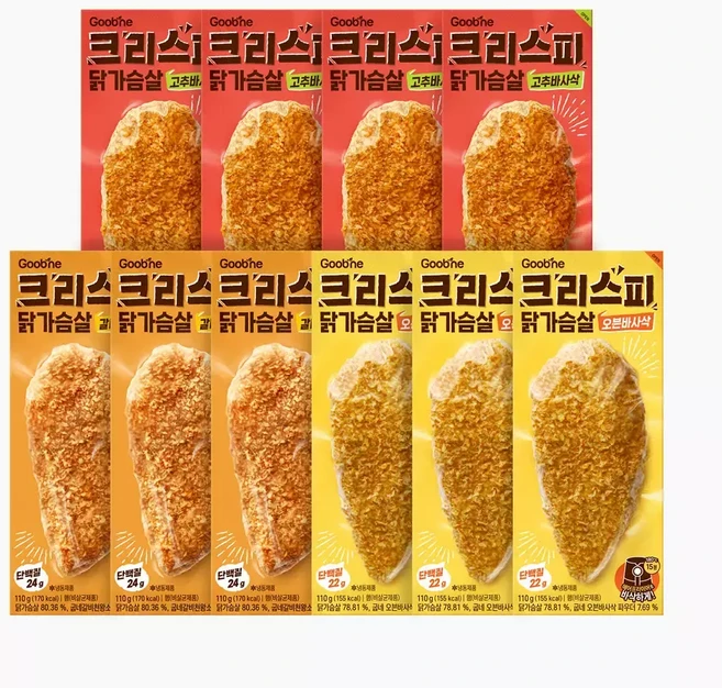 굽네 크리스피 닭가슴살 고추바사삭 110g x 4개입 + 오븐바사삭 3개입 갈비바사삭 세트 (냉동), 1개
