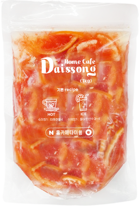홈카페 다이쑝 자몽청 리필팩 수제 과일청 홈카페 카페용 대용량, 1개, 1개입, 1kg