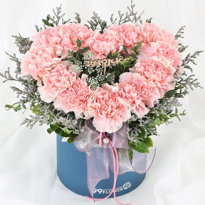 (오늘도착) 어버이날 카네이션 플라워박스 하트 핑크카네이션 생화 부모님선물 어버이날선물 카네이션꽃상자 효도선물 당일꽃배달 [ST-B516], 1개