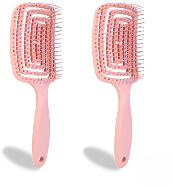 라스몰 가볍고 튼튼한 엉킴방지 빗 브러쉬, 2개, 분홍색