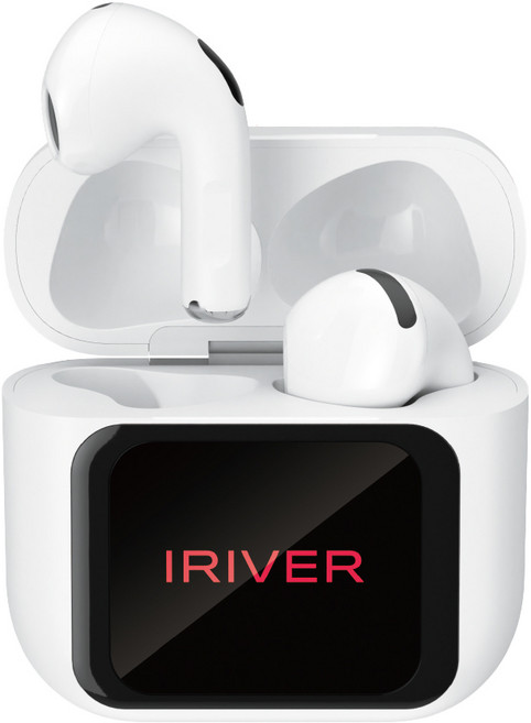 아이리버 오픈형 무선 블루투스 6.0 이어폰 IB-ZX1 LCD 터치스크린 타이머설정 카메라셔터 이어폰찾기 음향 효과 설정, 화이트