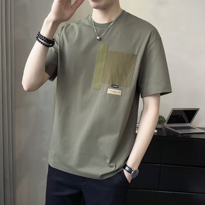 夏季新款寬鬆潮牌ins痞帥休閒口袋短袖T恤男【M-3XL】