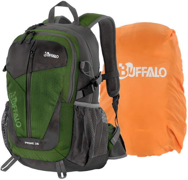 버팔로 프라임 등산배낭 28L 방수커버 포함, 그린