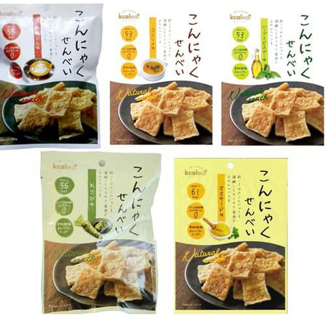 Caluit 일본직구 곤약 라이스 크래커 5종 각 15봉지 세트(일본식 다시 고추냉이 허브 식초 콘소메 겨자), 사이즈