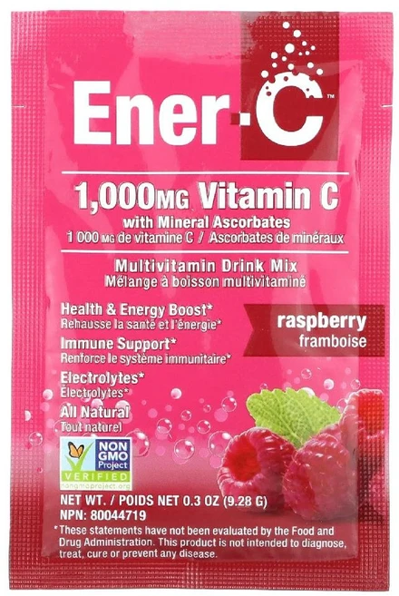 Ener-C 비타민C 종합비타민 드링크 믹스 라즈베리 1000mg 30팩 개당 9.28g, 1개 - 쿠팡