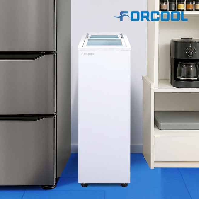 포쿨 미니냉동고 유리도어 다목적 쇼케이스냉동고 소형 가정용 업소용 92L, FC-92SDW