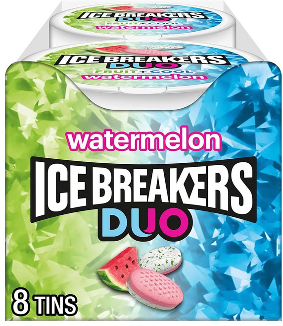 Ice Breakers 과일 후루츠 아이스 브레이커스 스파클링 라즈베리 레몬 셀처 브레스트 민트 틴 1.5온스 8개입, 36g