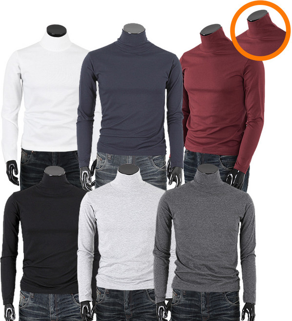 제네브(ZENEVE) 남여공용 국내생산 S~3XL 면TC 긴목폴라 티셔츠