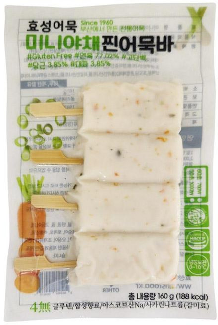 원하프효성어묵(미니야채찐어묵바) 160G효성어묵, 1개, 160g