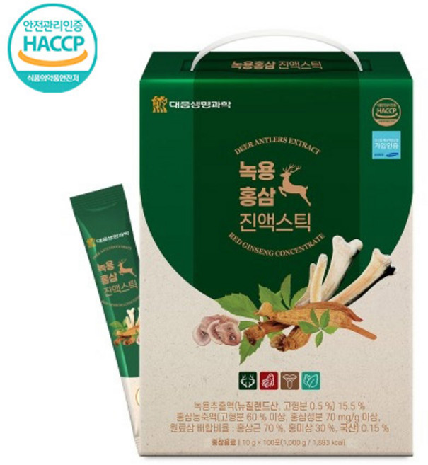 [정품]대웅 녹용홍삼 진액스틱 100P, 1kg, 5개