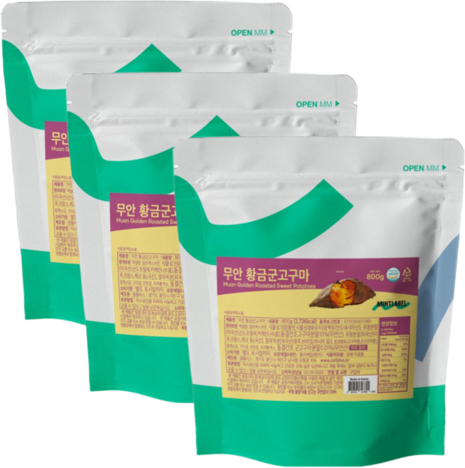 민트라벨 무안 황금 군 고구마 라떼 파우더, 800g, 3개, 1개입