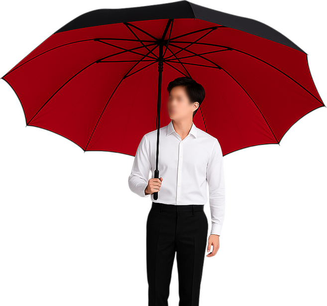 믿추 튼튼한 대형 장우산 자외선 차단, 블랙레드, 1개