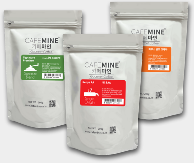 카페마인 깊고 고소한 맛 3종 홀빈 원두 커피 세트, 200g, 3개