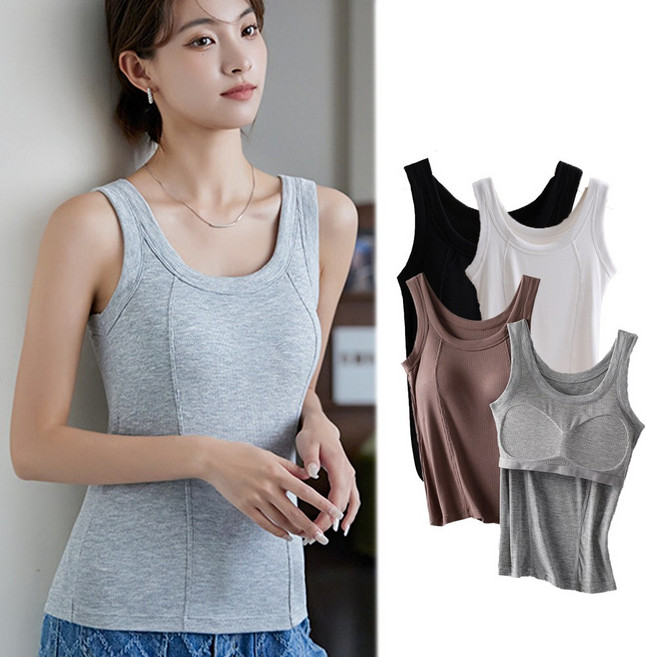 1+1 여성 캡내장 런닝 나시 데일리 브라캡