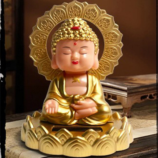 노호혼 태양열 움직이는 스님, 부처님금색후광, 1개