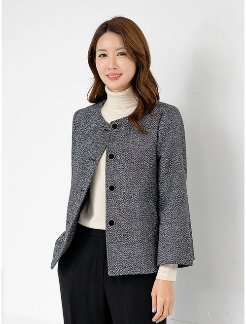 모슬린 엄마옷 울모직 라운드 정장 자켓 MQG125611 마담 미시 중년여성 빅사이즈 할머니옷 50대 60대 70대