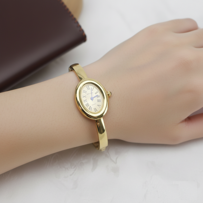 고급 감성 로마숫자 타원형 다이얼 여성 손목시계 2종
