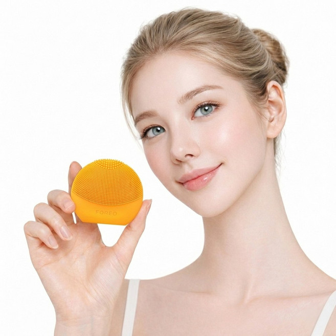 [스웨덴 홈뷰티] 포레오 루나 4 플레이 스마트 세안 진동 클렌저 (비충전식), 레몬, 루나4 플레이 스마트