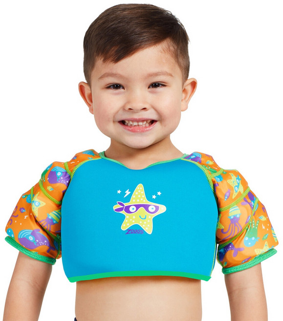 ZOGGS 台灣獨家 嬰幼兒浮力背心 輔助學習游泳 水翼浮力背心 游泳背心 皇后魚, 海星,1-2歲(11-15公斤), 1個
