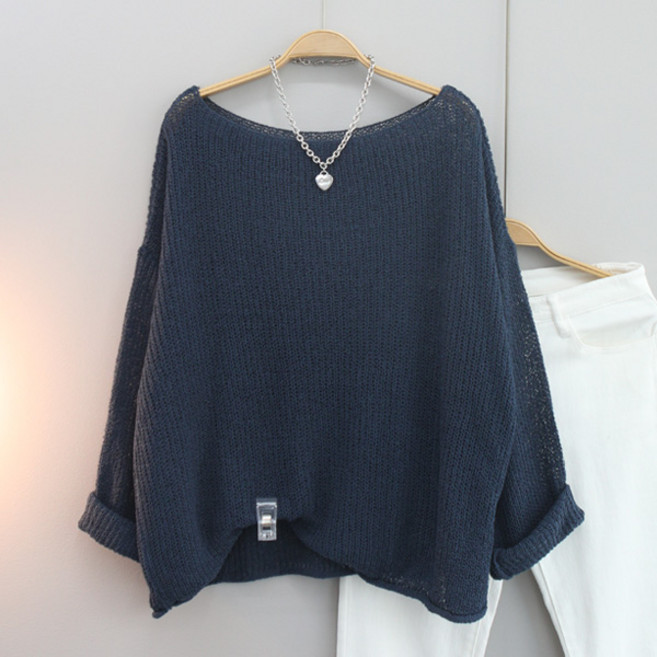 달콩 여성 빅사이즈 플래니입술넥루즈핏니트 여름니트 시스루