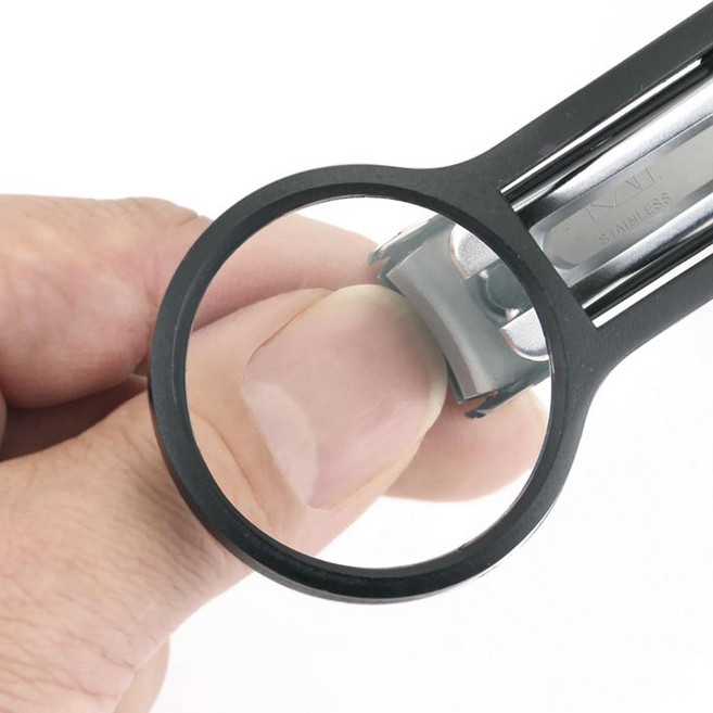 일본 카이 돋보기 손톱깎이 확대경, 2개, 블랙