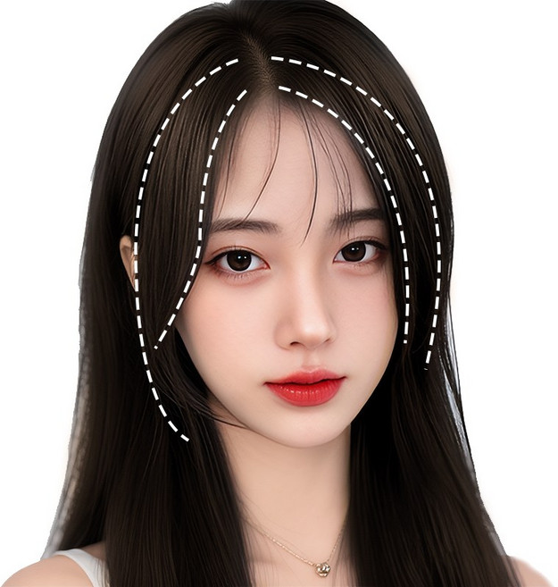 지비킹 여자 옆머리 가발 양쪽세트 인모 100% 25cm, 1개, 모카브라운