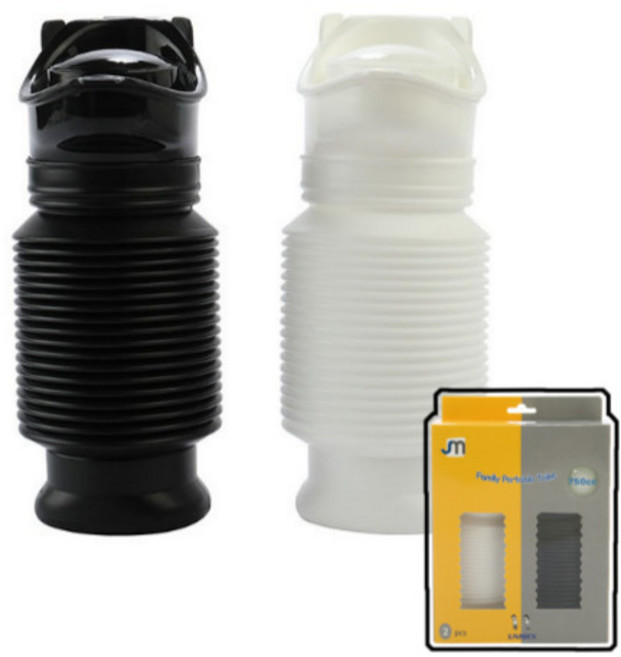 이루다 휴대용 소변기 소변통 2개 남여공용 명절 장거리 대비 대용량 낚시 캠핑 차안 간이 화장실 어르신 임산부 예비 여행 유아 어린이 남아 여아 차박 장거리이동, A.블랙&화이트, 1개