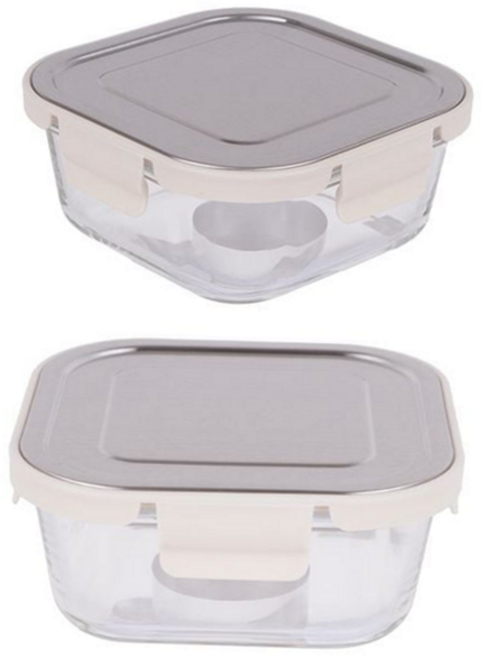 사각 밀폐 용기 정사각 반찬통 냉장고 주방 밀폐 용기 음식 스테인리스 도시락 내열 유리 스텐