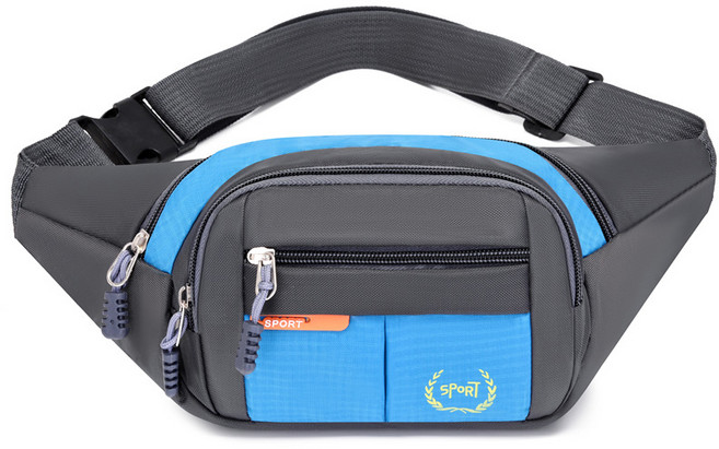 AZMON 옥스퍼드 미니 힙색 다용도 멀티포켓 허리가방, 넓이35cm x 높이15cm x 두께4cm, 블루, 1개
