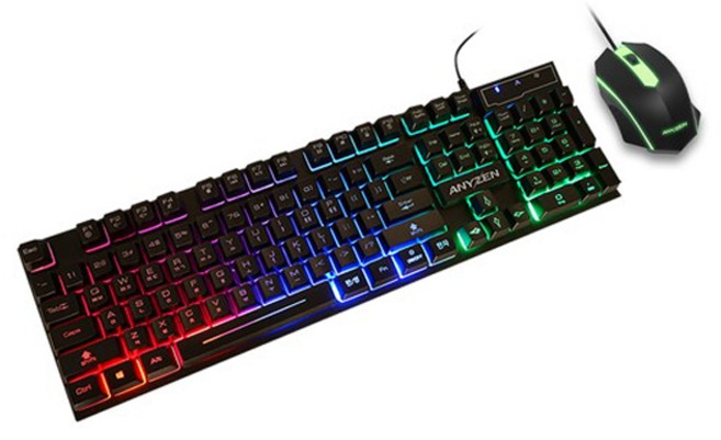애니젠 게이밍 LED 키보드 마우스 유선 세트 + 450