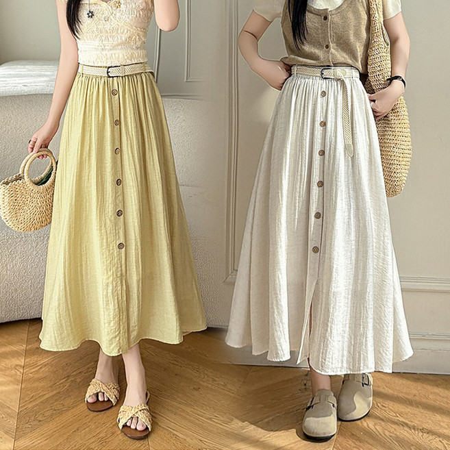 롱스커트 주름 플레어 A라인 치마 토보샵