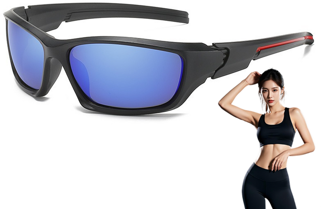 남녀 편광 야외 선글라스 야간 운전 선글라스 사이클링 스포츠 안경, 검은색 프레임 파란색 필름, 1개