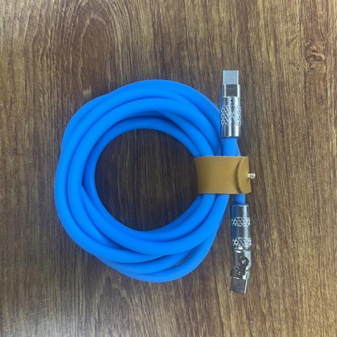 矽膠 180° 旋轉接頭 PD 快充線, 單彎頭旋轉充電線-雙Type-c-藍色,極客i15/i16/i17系列線-2米, 1個
