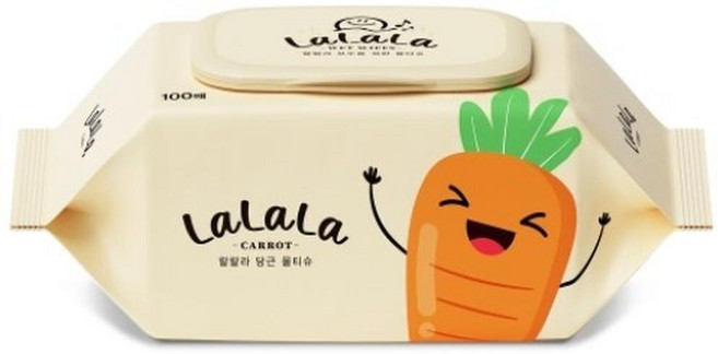 랄랄라 당근 물티슈 캡형, 50g, 100매, 100개