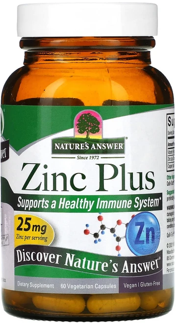 네이쳐스엔서 아연 플러스 25mg 베지캡슐 60정, 6개 - 쿠팡