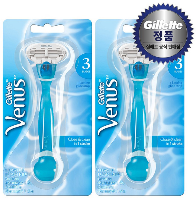 질레트 비너스 블루 면도기 여성용면도기, 1개입, 2개