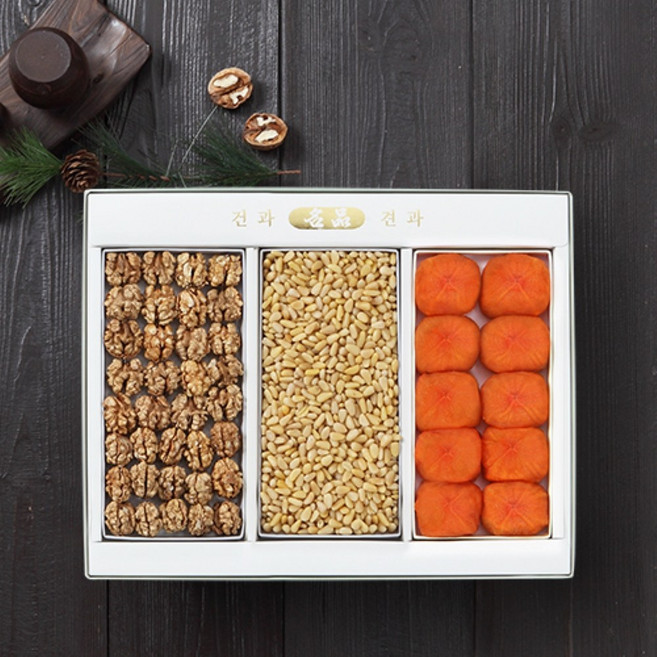 [대명상사]임산물세트 7호 (호두살190g + 곶감 510g + 잣 200g), 1개
