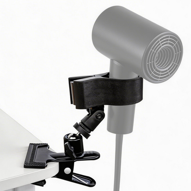 LINJIN 핸즈프리 드라이기 거치대 강력 클립식 360도 회전 각도조절, 1개, 블랙