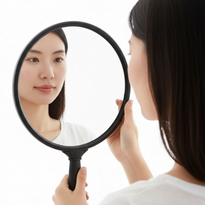 대형 손거울 헤어샾 뒷거울 뒤통수 손잡이거울 25x36cm, 1개, 블랙