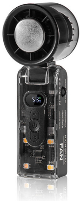 2025 미니 고풍량 휴대용 선풍기 투명 메카풍 고속 냉각 아이스팩 팬 휴대용 USB 충전식 선풍기, [03] black  C1