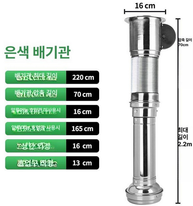 식당 연기 후드 파이프 집진기 자바라 덕트 고기 환풍 후황 팬 레스토랑 구리 고기집 배기, 실버, 1개