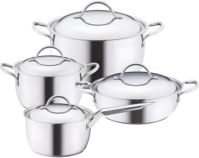 쿠킨 인덕션 나폴리 스텐 304 냄비세트 4개, 편수 18cm + 양수 20cm +양수 24cm + 전골 24cm, 1세트
