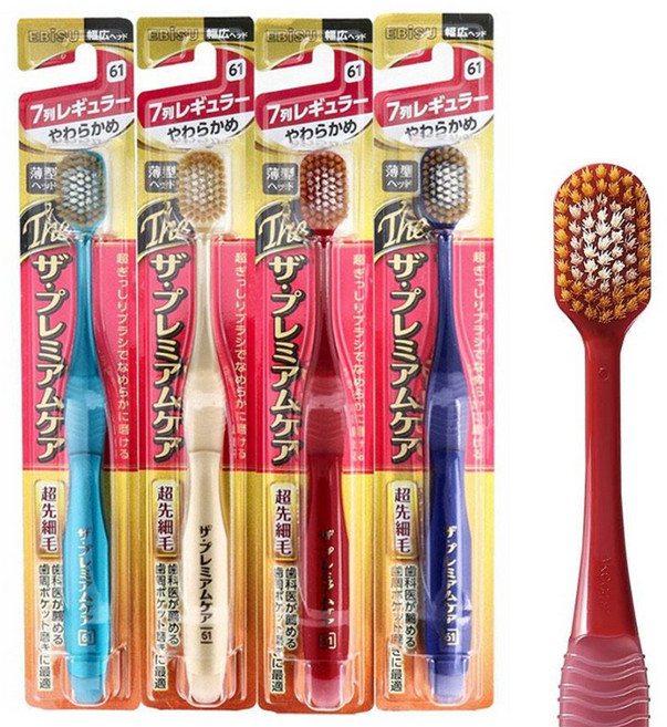 에비스 프리미엄케어 칫솔 7열 레귤러 부드러운 미세모 (61) 색상랜덤, 12개, 1개입