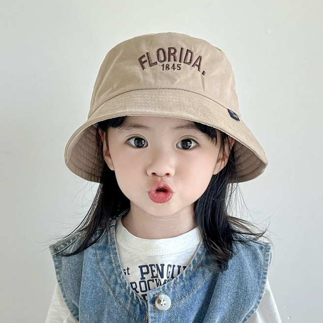 兒童漁夫帽 遮陽防曬水桶帽, 1個, FLO 戶外漁夫帽-卡其色2歲-4歲（帽圍48-50cm）
