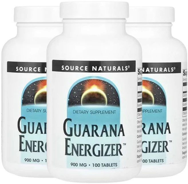 소스네츄럴스 과라나 에너자이저 900mg, 3개, 100정 - 쿠팡